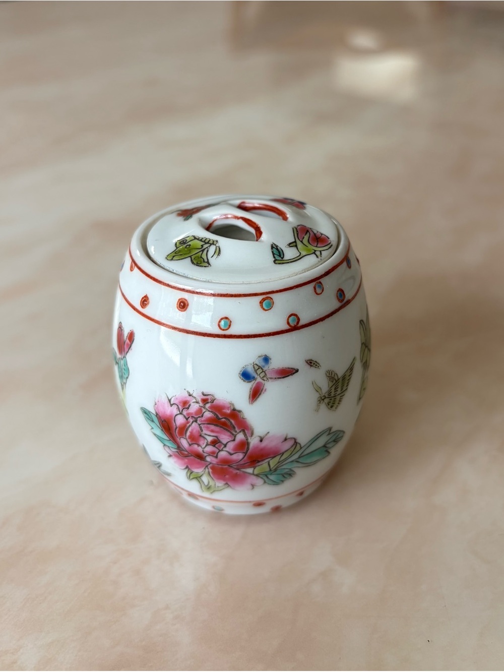 Vintage Small Chinese Porcelain Jar with Lid